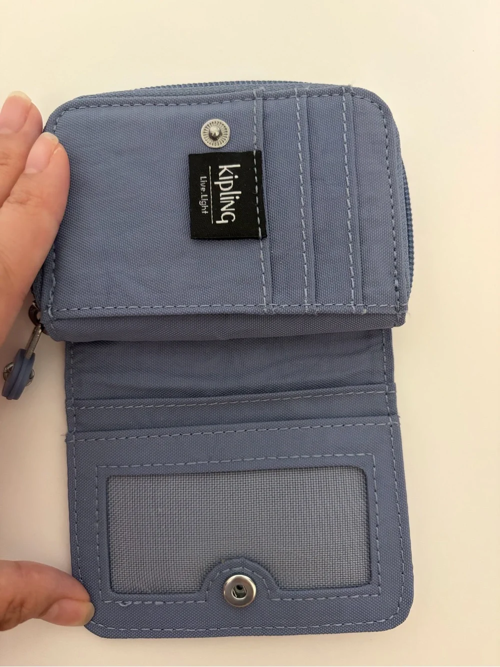 Kipling Zip/button Card Wallet in a purple/Blue